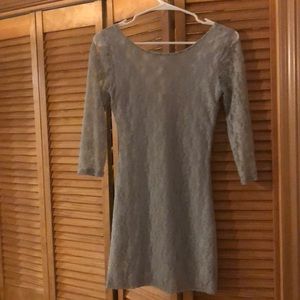 Stat Vixen Grey Lacey Mini Dress 3/4 Sleeve Small